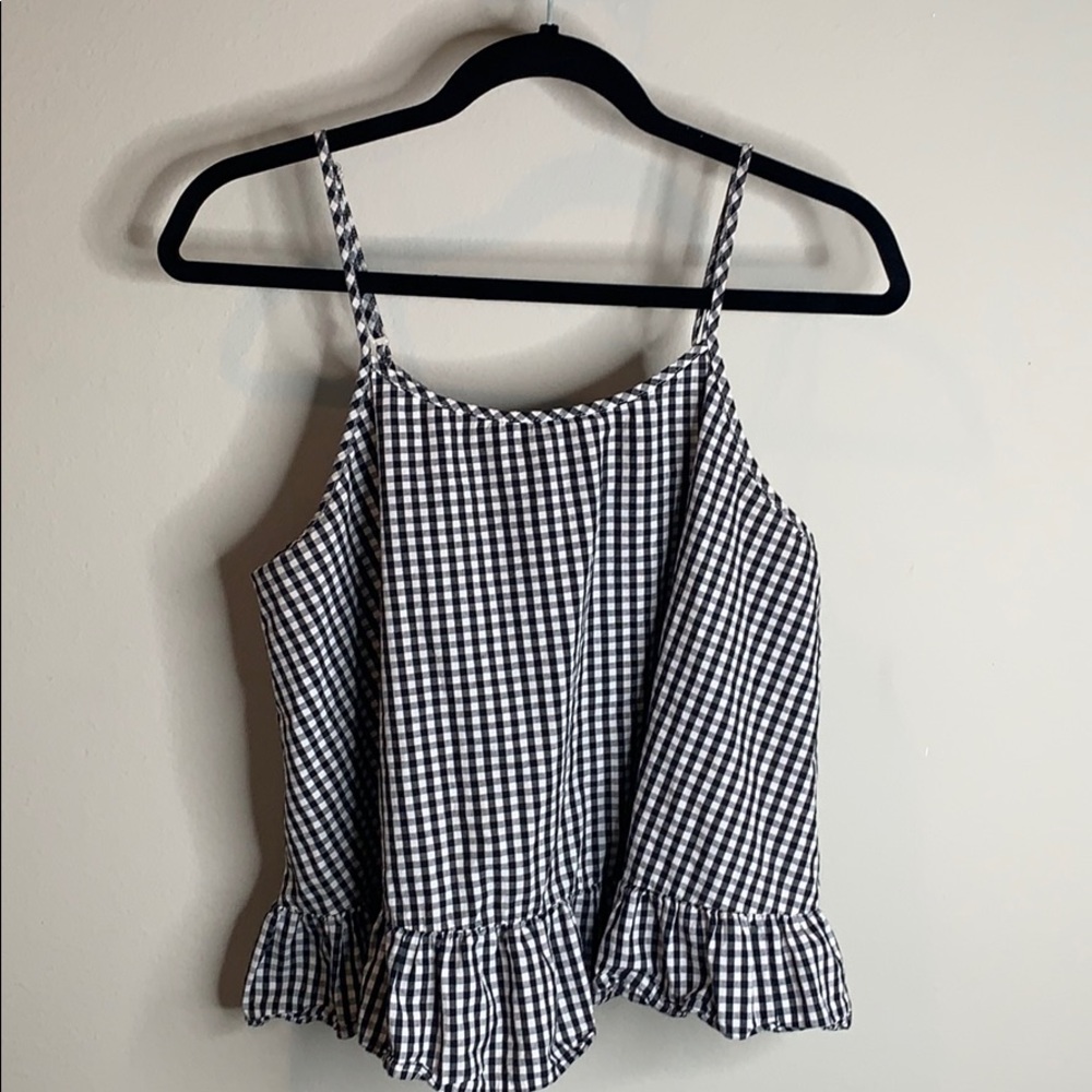 Plaid Tank with Ruffle Hem